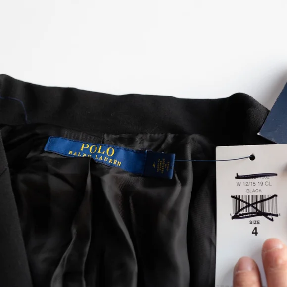 Women Polo Ralph Lauren Black Wool Blazer Size 4 - NWT
